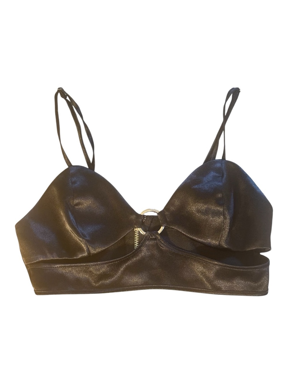 Rehab Black Satin Ring-Detail Bralette type top Size S - like new